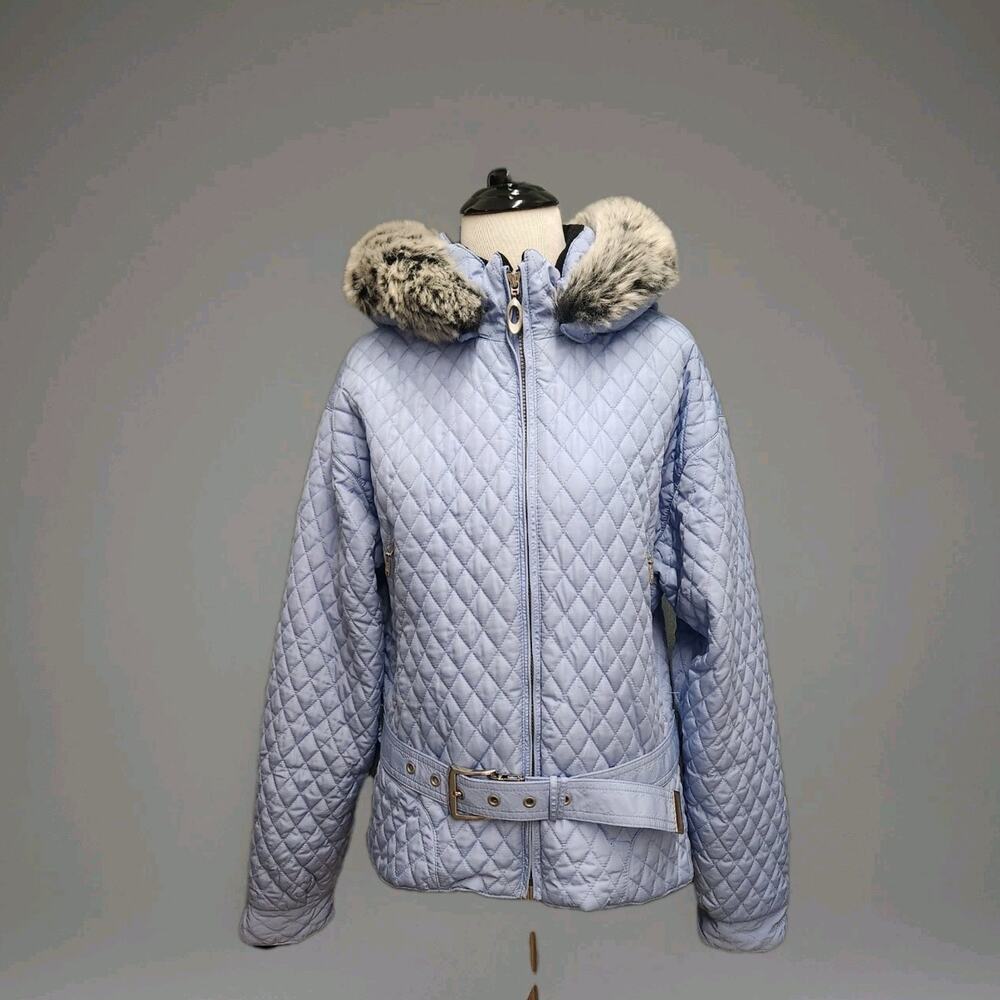 Obermeyer Womans Size 10 Medium Light Blue Quilted Ski Snow Parka Jacket